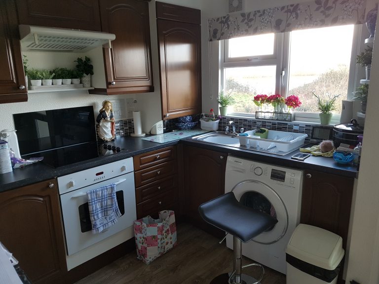 Park home kitchen refurbishment before