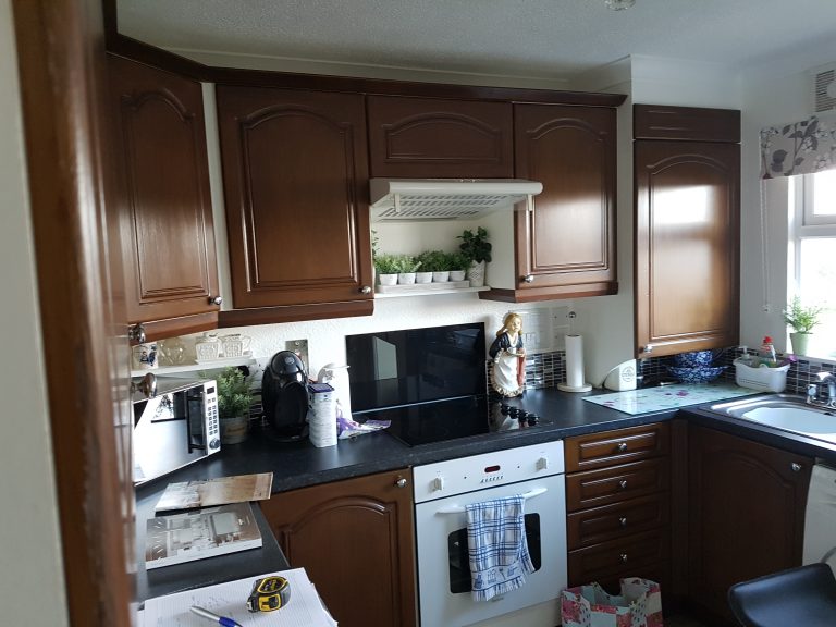 Park home kitchen refurbishment before